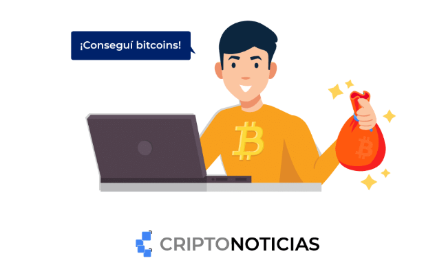Imagen gráfica que demuestra a un joven ganando bitcoins a través de la minería.