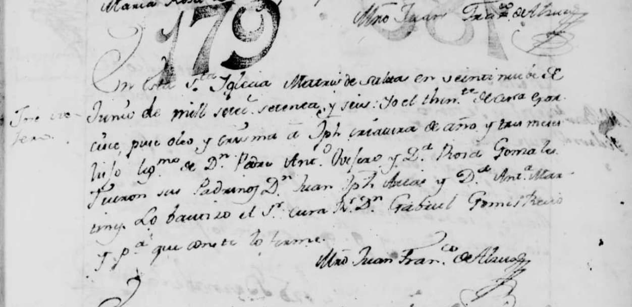 Acta de bautismo de José Ramírez Ovejero.