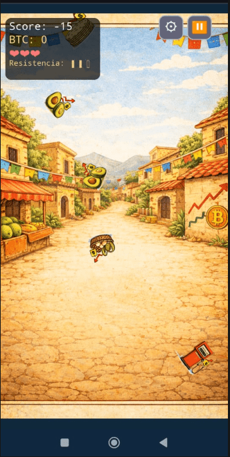 Captura del juego en bitcoin Mariachi vs Inflation desarrollado en México.