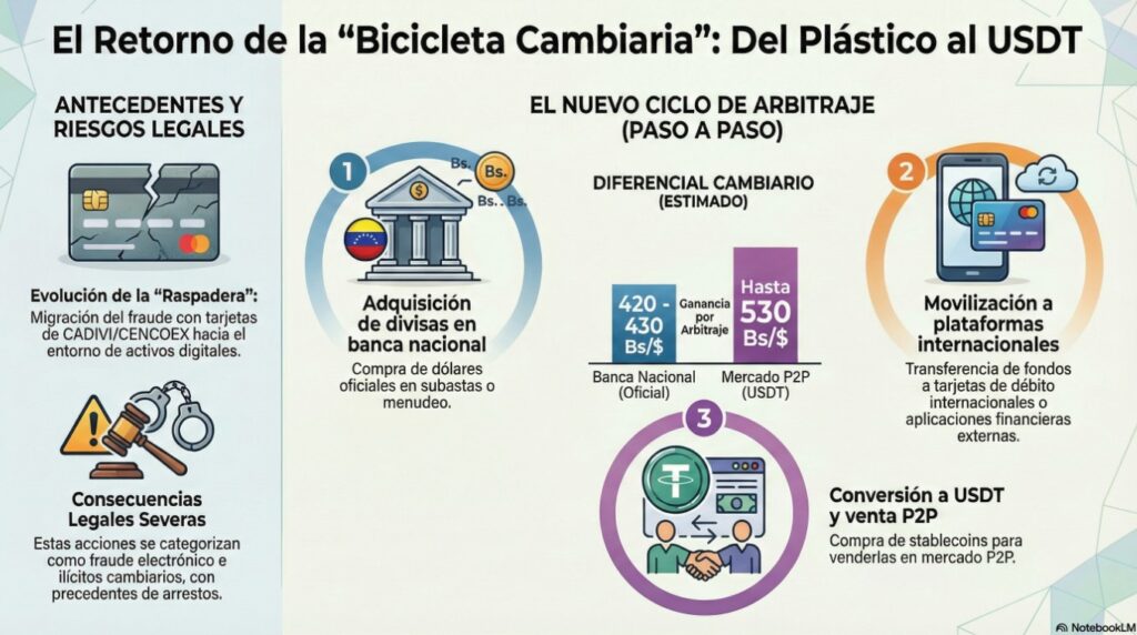 Infografía sobre la bicicleta cambiaria en Venezuela.