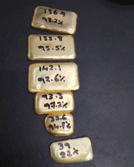 Fotografía de piezas de oro amazónico vendido en Guyana.