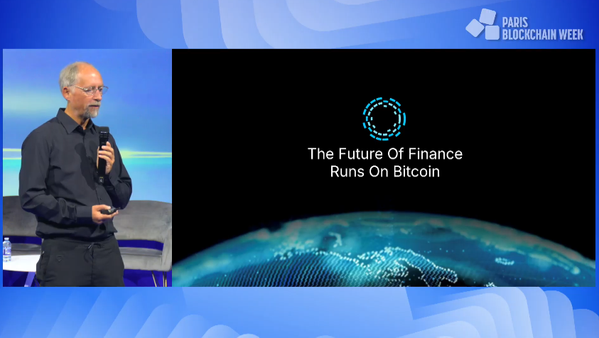 Adam Back en un evento sobre Bitcoin.