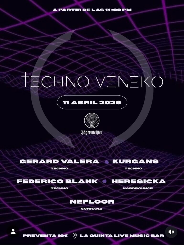 Flyer del evento Techno Veneko, celebrado en Caracas.