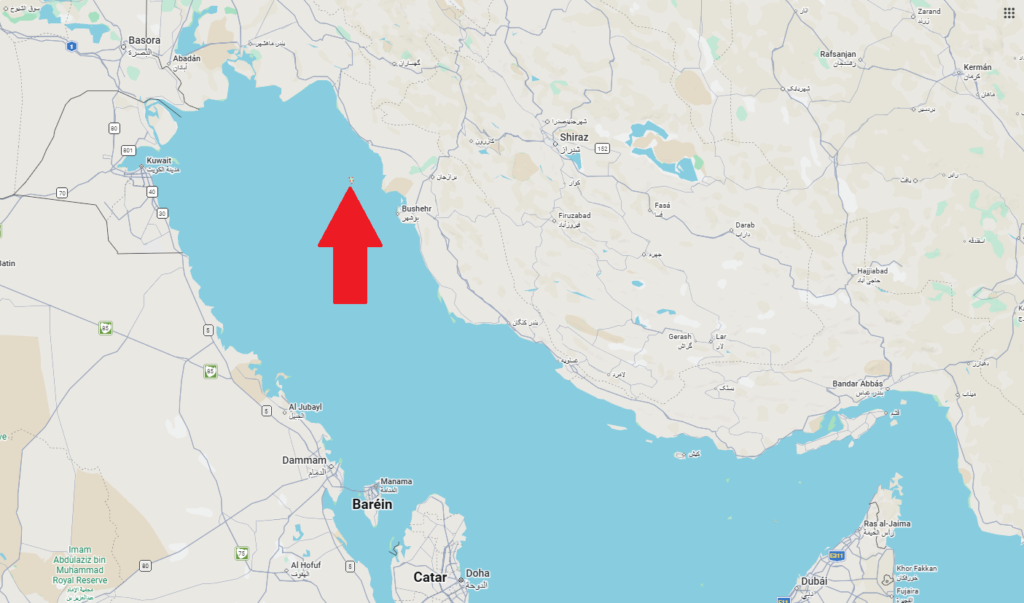 Mapa donde se señala la isla de Kharg.