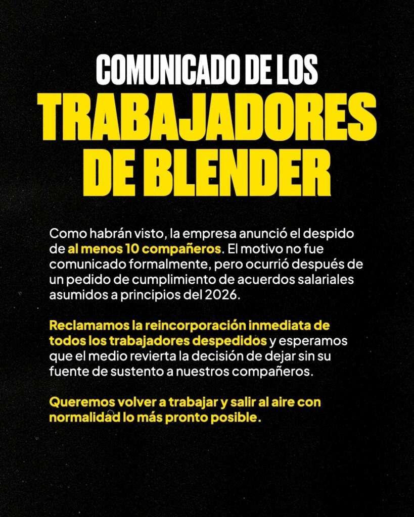 El comunicado de los trabajadores de Blender