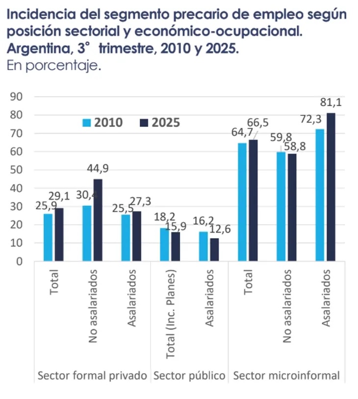 La incidencia del segmento precario de empleo