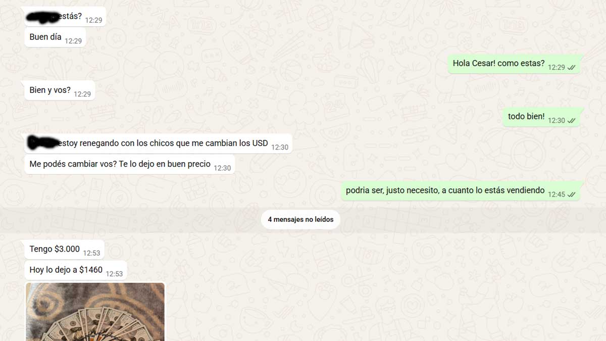 Diálogo del estafador con una conocida mía.