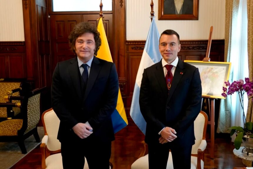Javier Milei se reunió con Daniel Noboa en Ecuador y firmaron acuerdos comerciales y de seguridad