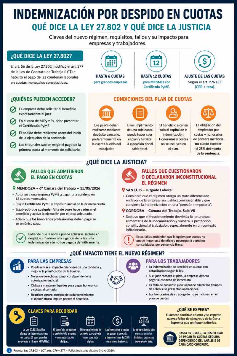 Las claves de la indemnización por despido en cuotas