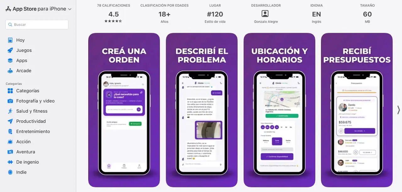 Clickie en App Store