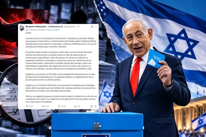 Benjamin Netanyahu denunció un fraude electoral masivo en las elecciones